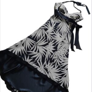 CACHE 4 SILK PALM LEAF COCKTAIL DRESS